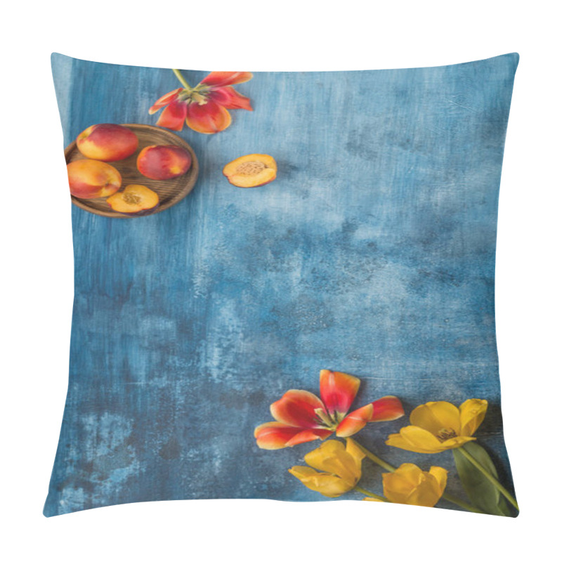 Personality  Peaches With Red And Yellow Tulips Pillow Covers