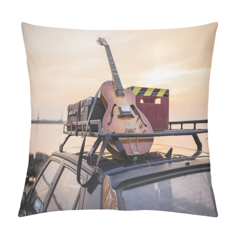 Personality  Music Instrumental Guitar Car Outdoor Background Pillow Covers