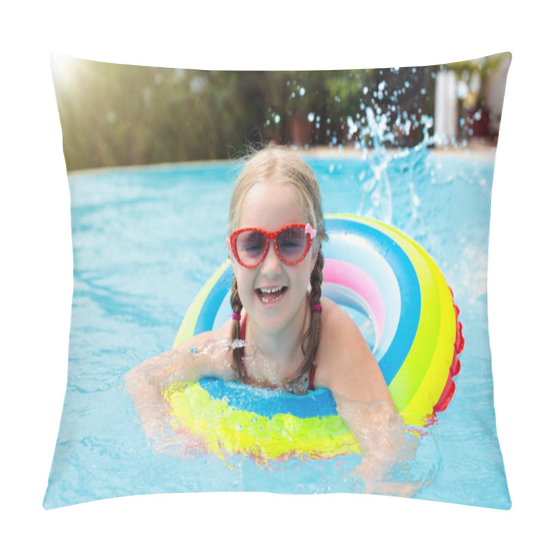 Personality  Child In Swimming Pool. Kids Swim. Water Play. Pillow Covers