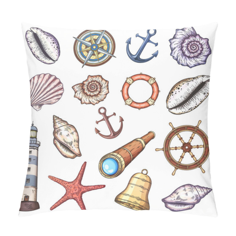 Personality  Nautical Illustrations Set. Pillow Covers