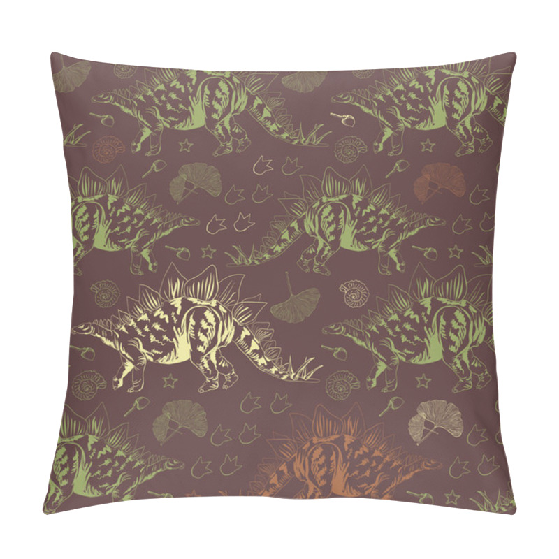 Personality  Jurassic Stegosaurus. Seamless Vector Pattern Pillow Covers