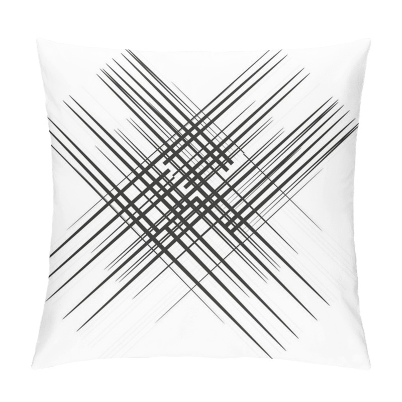 Personality  Crossed Black Lines. Geometric Abstract Shape. Overlapping Vector Details. Symmetric Dynamic Art. EPS 10. Pillow Covers