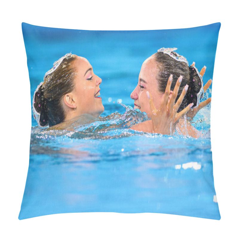 Personality  PARIS, FRANCE - 9 AUGUST, 2024: SHORTMAN Kate THORPE Isabelle, The Artistic Swimming, Duet, Technical Routine, Artistic Swimming, Duet, Technical Routine, The Paris 2024 Olympic Games At Aquatics Centre Pillow Covers