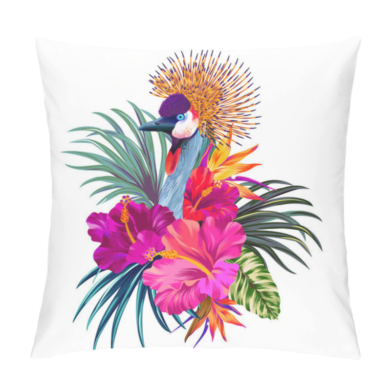 Personality  Vector Bouquet With Crowned Crane Pillow Covers