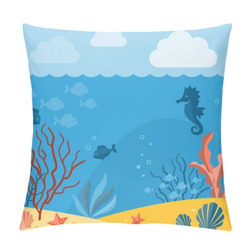 Personality  Underwater Background. Background With Marine Animals. Summer Background Pillow Covers