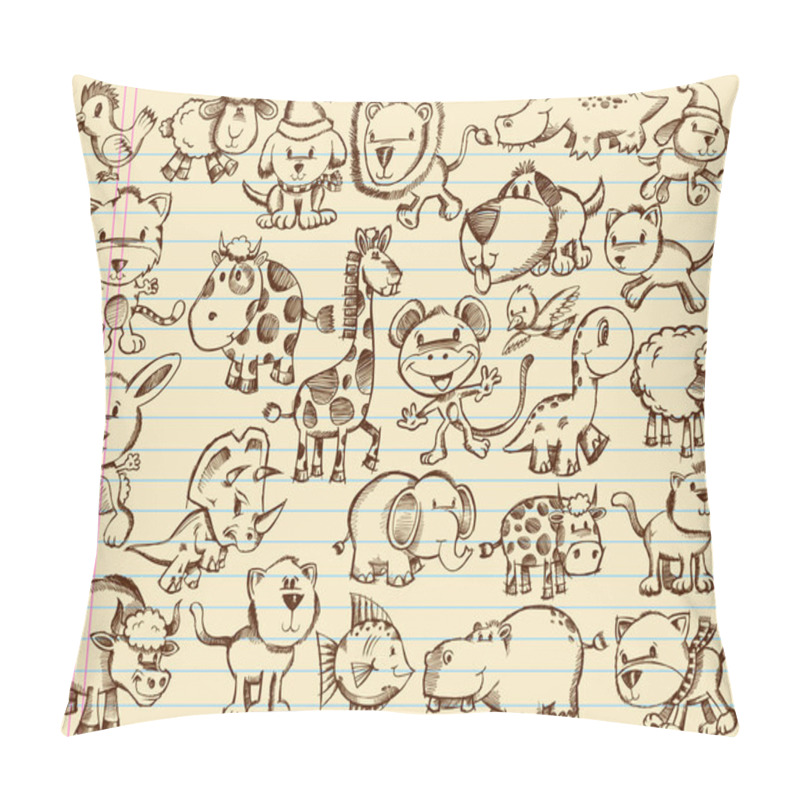 Personality  Notebook Doodle Sketch Animals Vector Set Pillow Covers