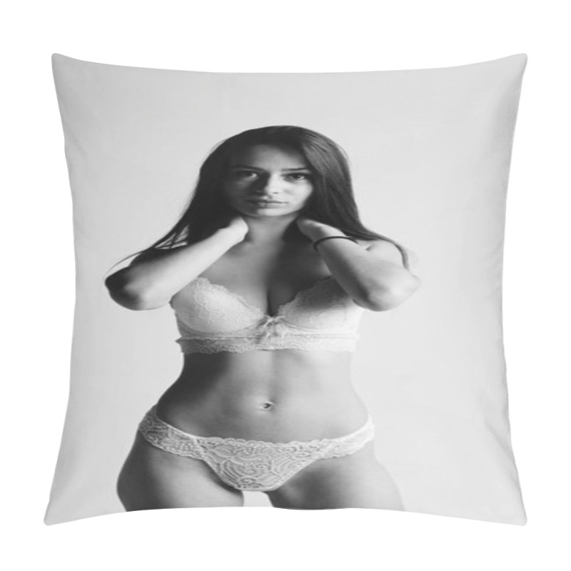 Personality  Girl In Lingerie On White Background Pillow Covers