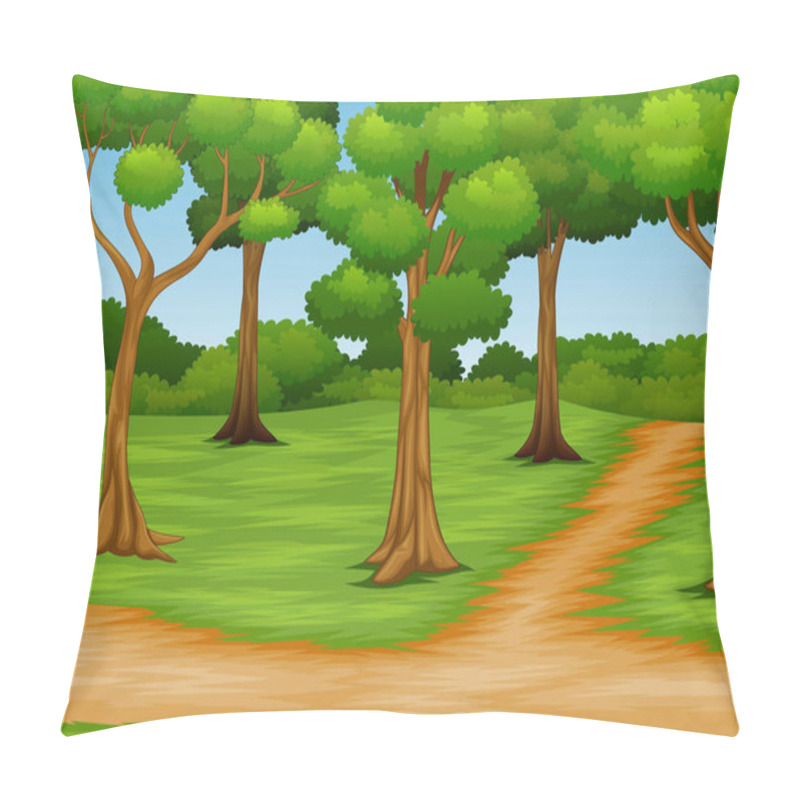 Personality  Cartoon Of Forest Scene With Dirt Road Pillow Covers