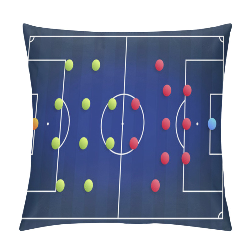 Personality  A Blue Cyber Football Field With A Tactical Scheme Of The Arrangement Of Players Of Two Soccer Teams On The Board, Organization Of A Game Diagram For A Fantasy League Coach Pillow Covers