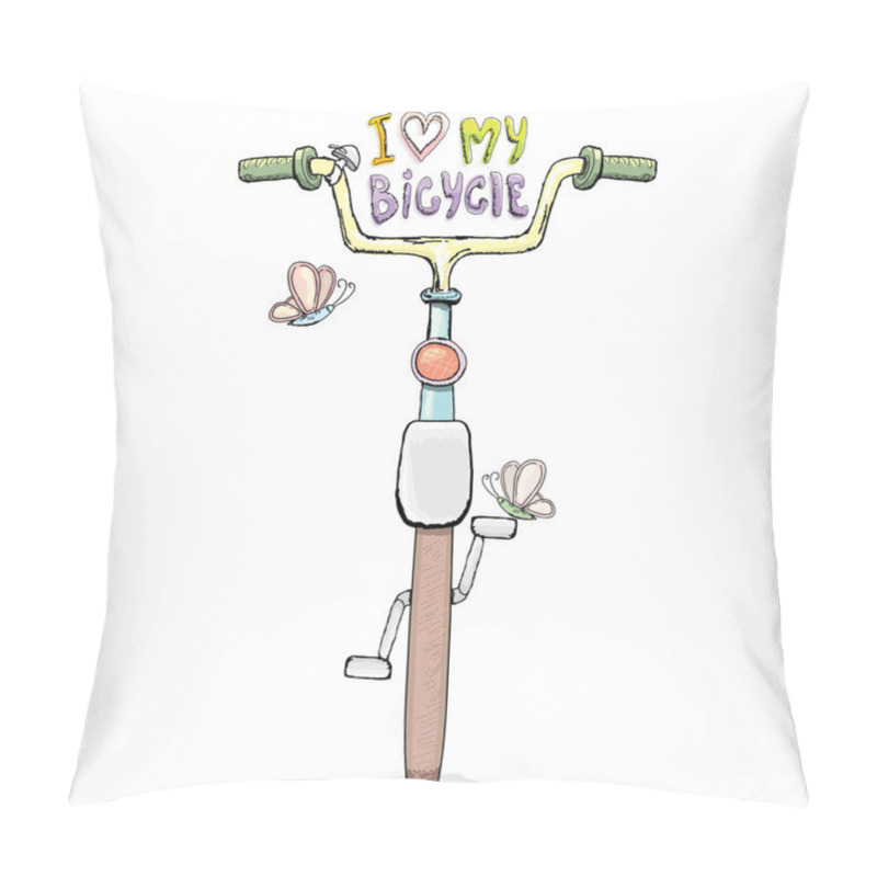 Personality  I Love My Bicycle Concept Design. Hand Drawn  Pillow Covers