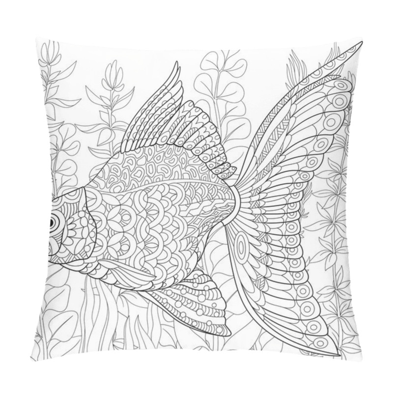 Personality  Zentangle Stylized Goldfish Pillow Covers