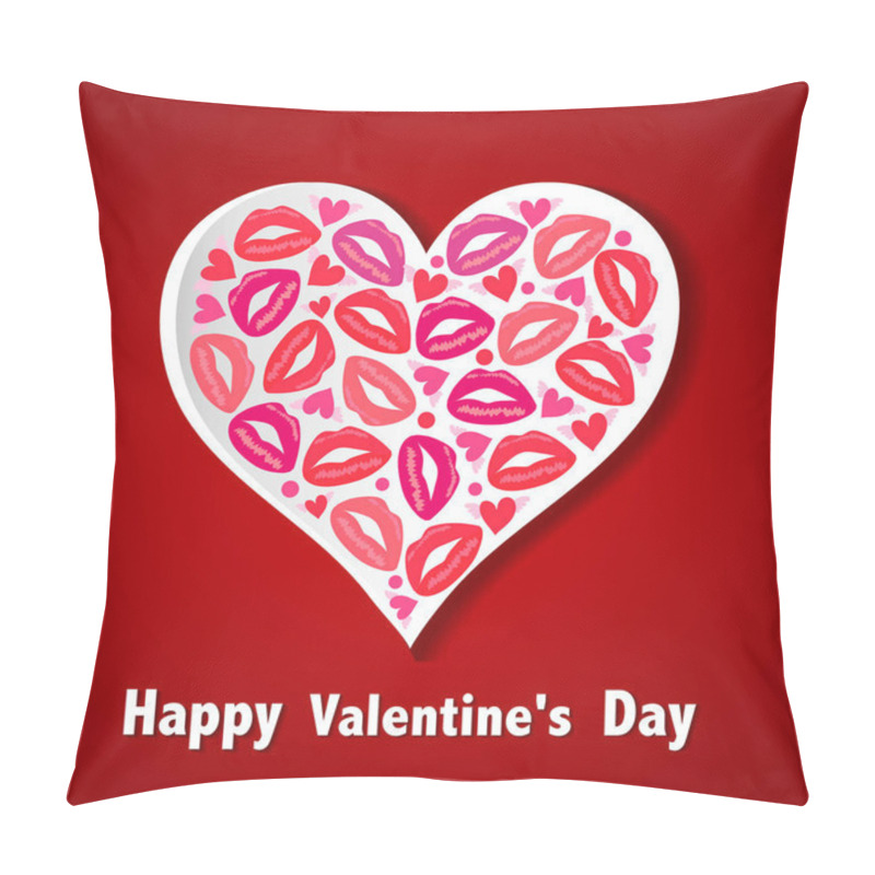 Personality  Heart Shape Made With The Seal Of Kisses And Hearts. Vector Illustration. Pillow Covers