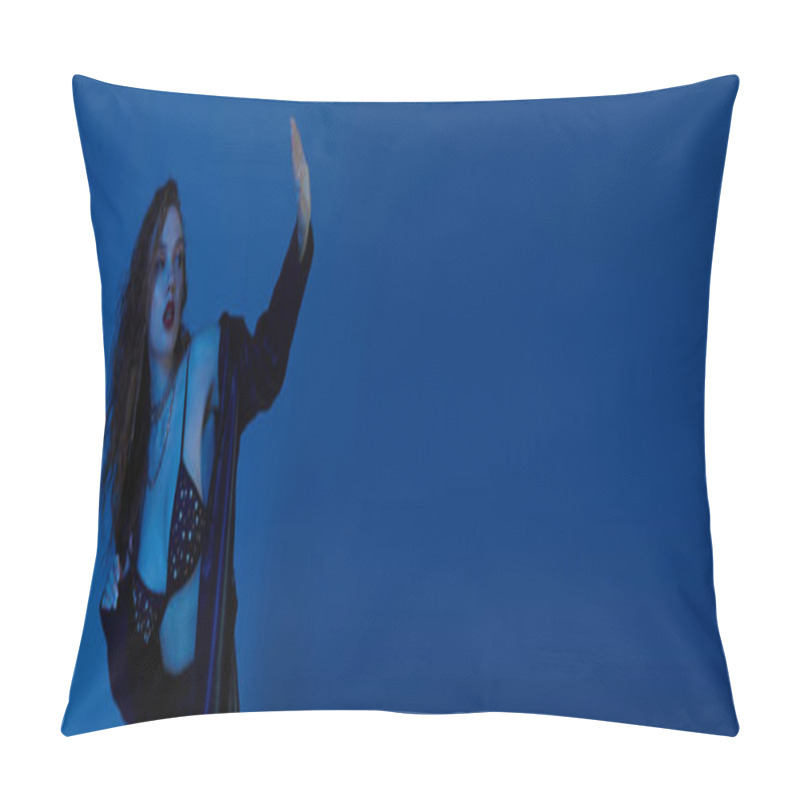 Personality  A Confident Red Haired Woman Showcases Her Fashionable Outfit. Pillow Covers