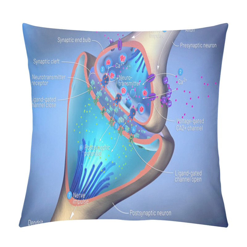 Personality  3d Illustration Of The Scientific Function Of A Synapse Or Neuronal Connection With A Nerve Cell Pillow Covers