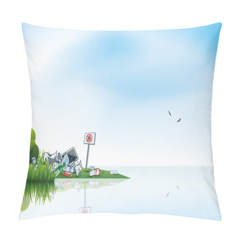 Personality  Trash In The Nature Water Lake Littering Waste Pillow Covers