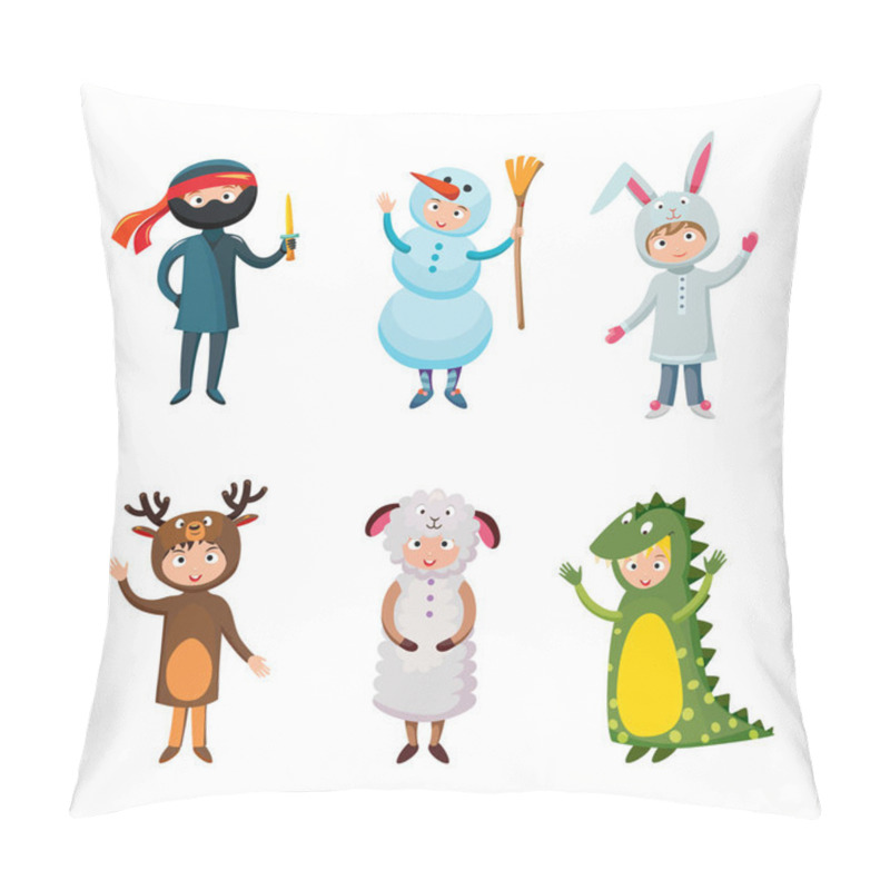 Personality  Kids Different Costumes Isolated Vector Illustration Pillow Covers