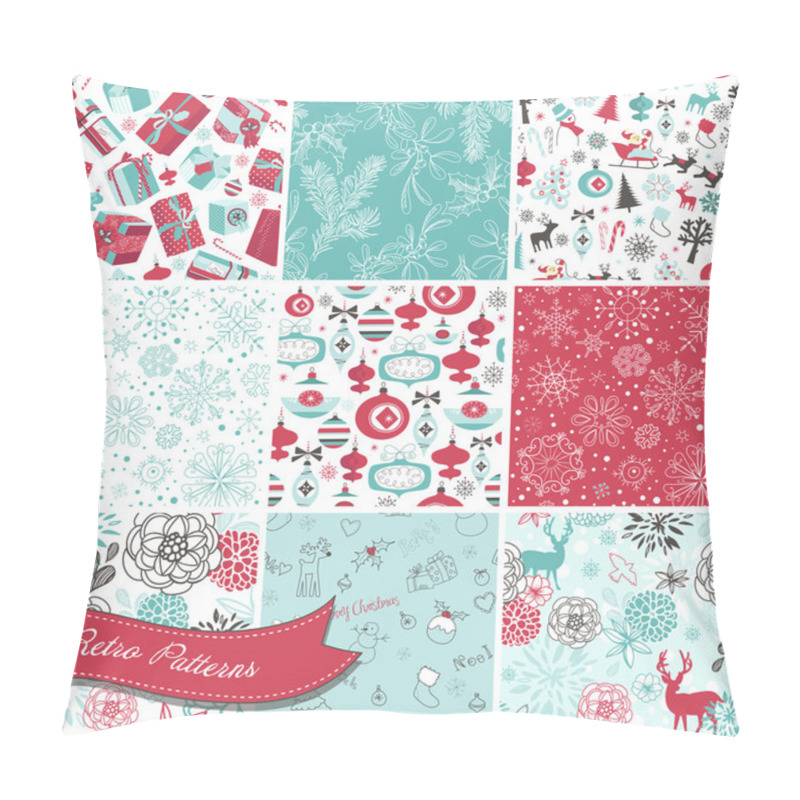 Personality  Set Of Christmas Seamless Backgrounds Pillow Covers