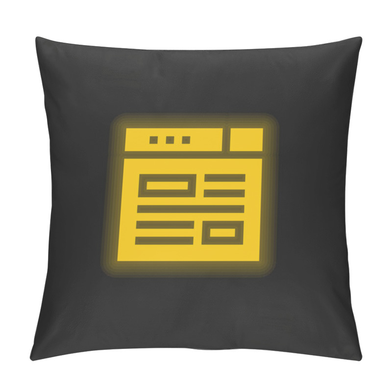 Personality  Blogging Yellow Glowing Neon Icon Pillow Covers