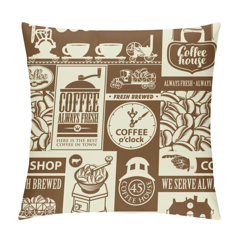 Personality  Seamless Pattern On The Theme Of Coffee House Pillow Covers