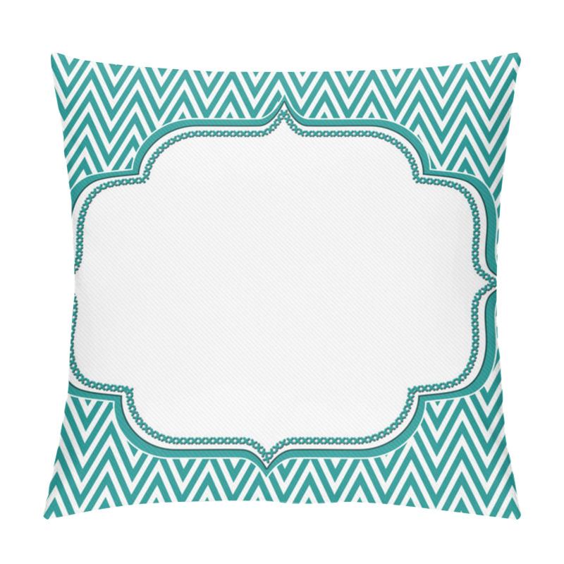 Personality  Teal And White Chevron Zigzag Frame Background Pillow Covers