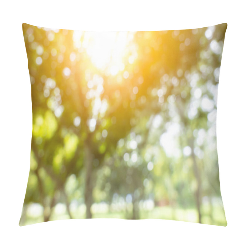 Personality  Defocused Bokeh Background Of Garden With Blossoming Trees In Sunny Day, Backdrop Pillow Covers