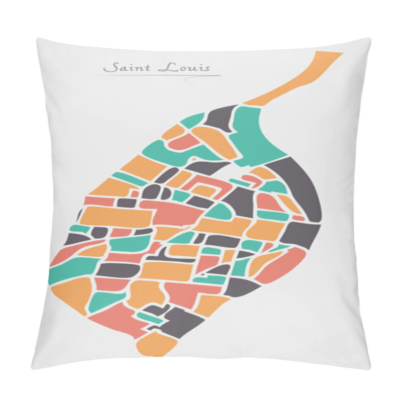 Personality  Saint Louis Missouri Map With Neighborhoods And Modern Round Shapes Pillow Covers