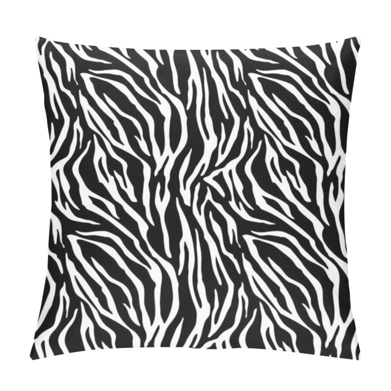 Personality  Full Seamless Wallpaper For Zebra And Tiger Stripes Animal Skin Pattern. Black And White Design For Textile Fabric Printing. Fashionable And Home Design Fit. Pillow Covers