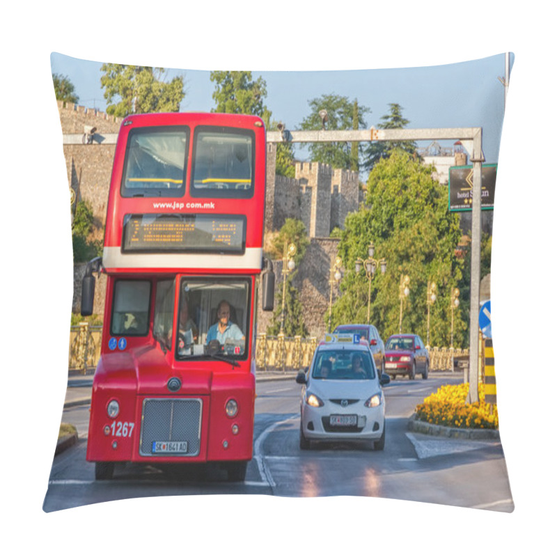 Personality  Skopje Double Decker Bus Pillow Covers