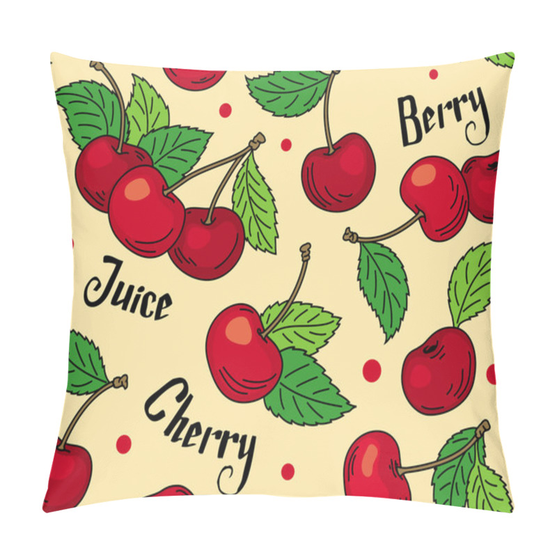 Personality  Pattern Of Red Cherries With Green Leaves. Pillow Covers