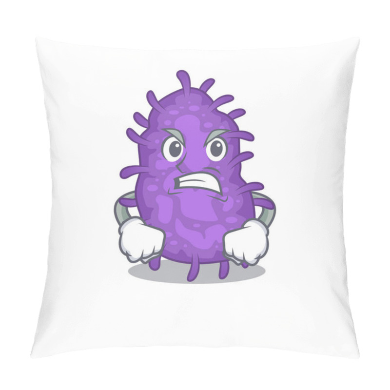 Personality  Mascot Design Concept Of Bacteria Bacilli With Angry Face Pillow Covers