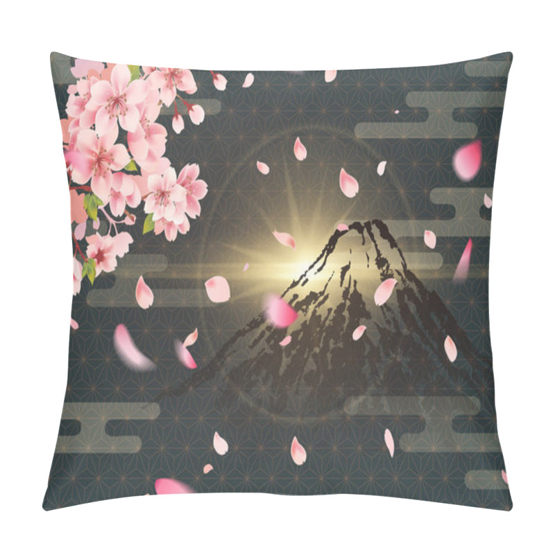 Personality  Fuji Mountain And Cherry Blossoms At Night Pillow Covers