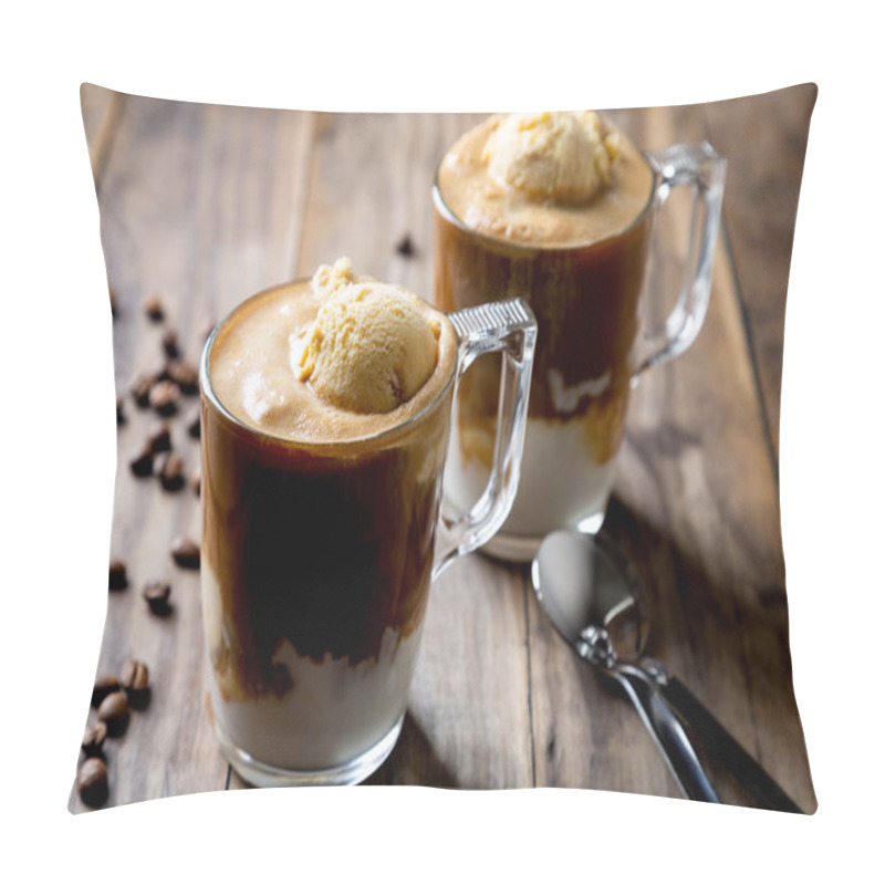 Personality  Affogato Coffee On A Rustic Wooden Table Pillow Covers