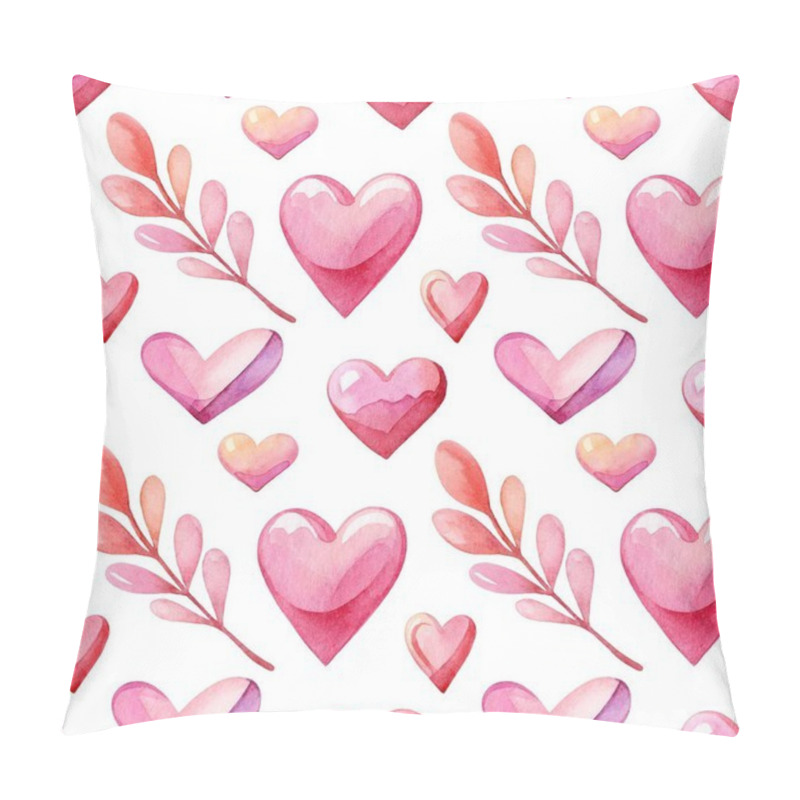 Personality  This Design Showcases A Repeating Pattern Of Hearts In Various Pink Tones, Complemented By Elegant Foliage. Pillow Covers