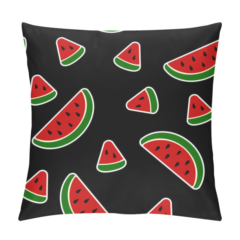 Personality  Seamless Pattern Black Background With Watermelon Pieces Pillow Covers