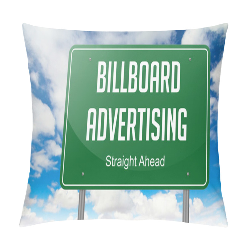 Personality  Billboard Advertising On Highway Signpost. Pillow Covers