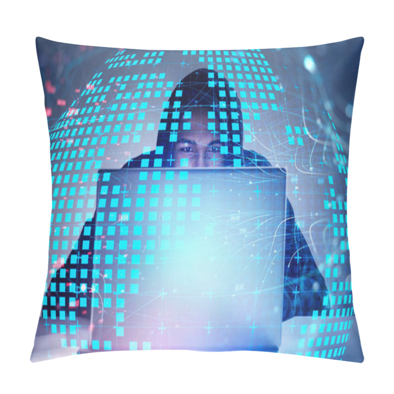 Personality  Young Hacker And Planet Hologram Pillow Covers