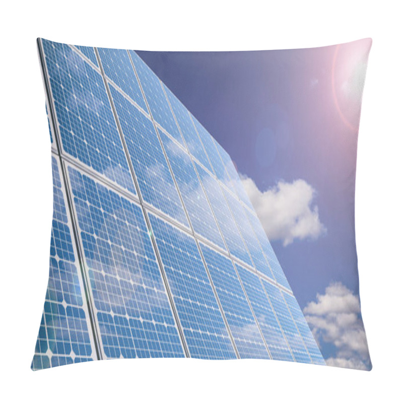 Personality  3d Rendering Solar Panels On Sky Background Pillow Covers