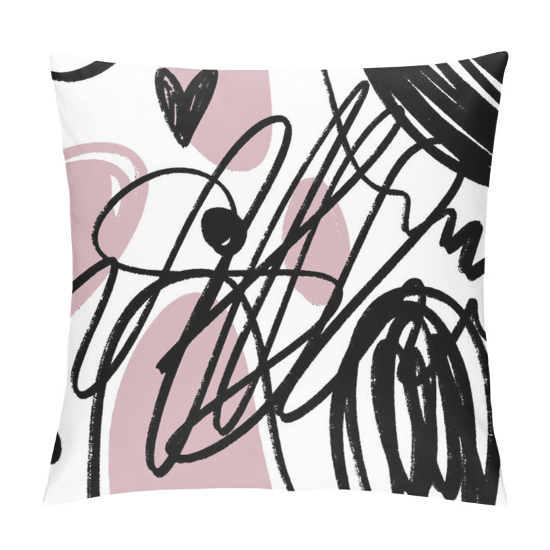 Personality  Abstract Pastel Hand Drawn Brush Stroke Simple Shapes Pattern Texture. Scandinavian Stylish Poster Or For Clothes, Cards, Wrapping Paper And Other. EPS Pillow Covers