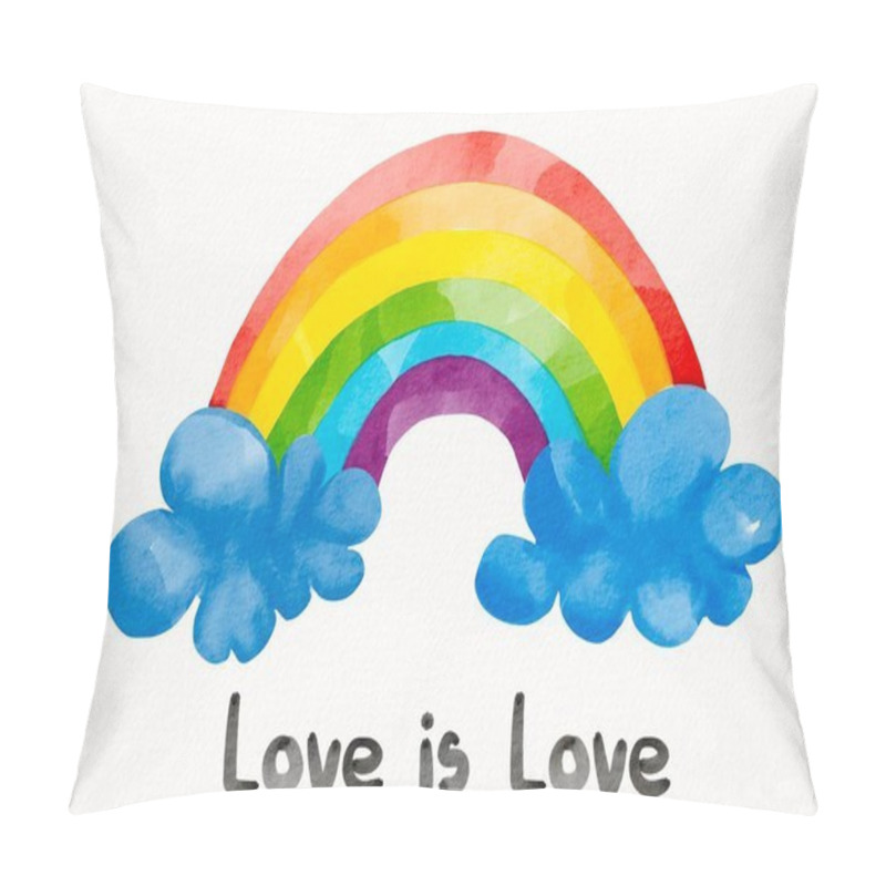 Personality  Rainbow Flag Brush Style Isolate On White Background.LGBT  Pride Month Watercolor Texture Concept.  Pillow Covers