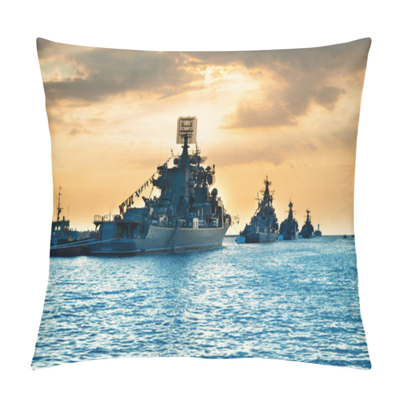 Personality  Military Navy Ships In A Sea Bay Pillow Covers