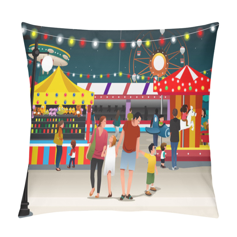 Personality  Family Going To Night Market Pillow Covers