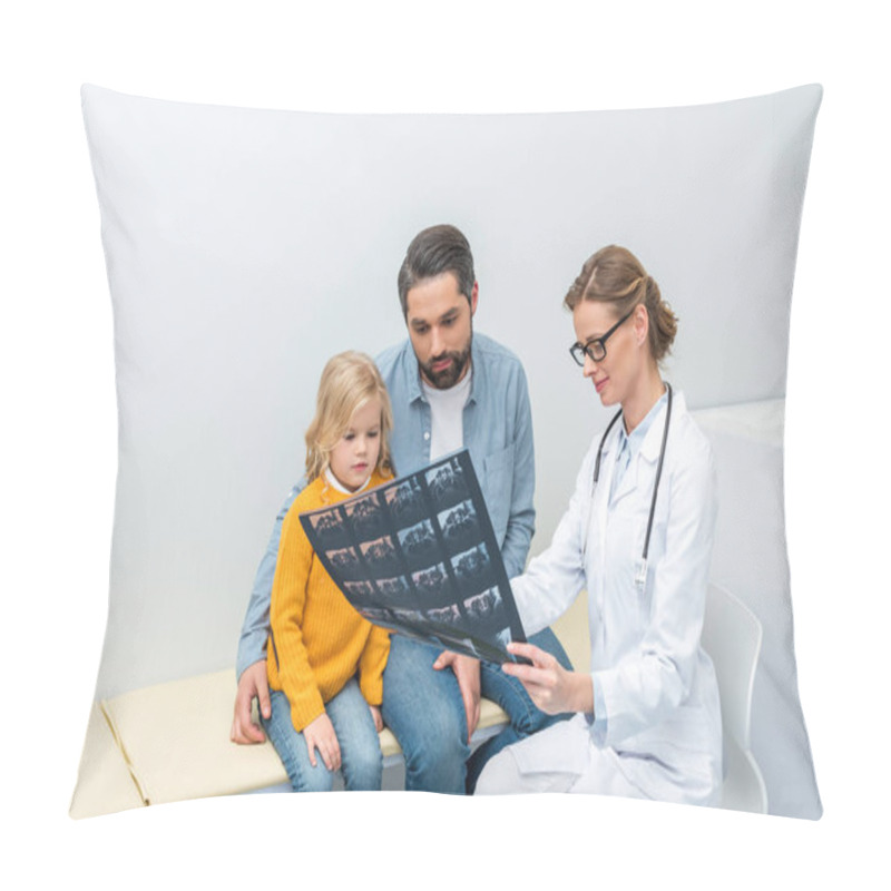 Personality  Doctor Showing X-ray To Patients Pillow Covers