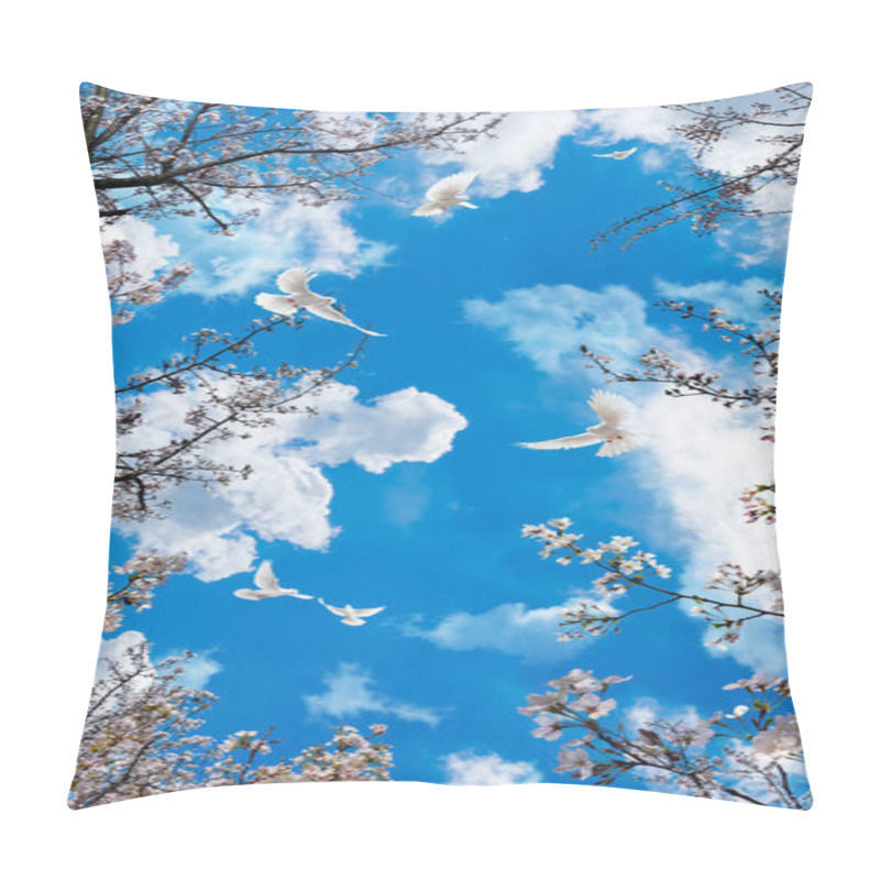 Personality  3d Flower , Butterfly Sky And Flower Home Brick Wall Background Pillow Covers