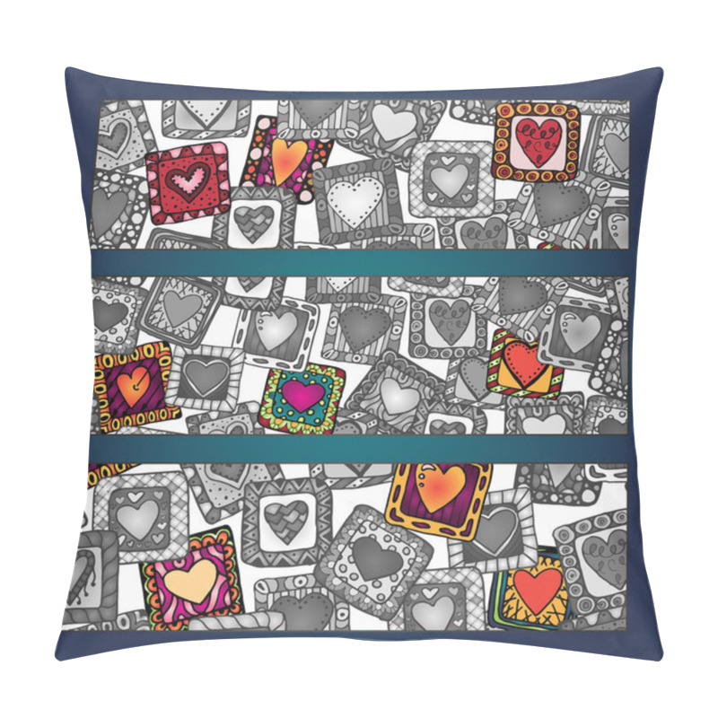 Personality  Unique Abstract Hand Drawn Ethnic Pattern Card Set With Original Hearts Pillow Covers