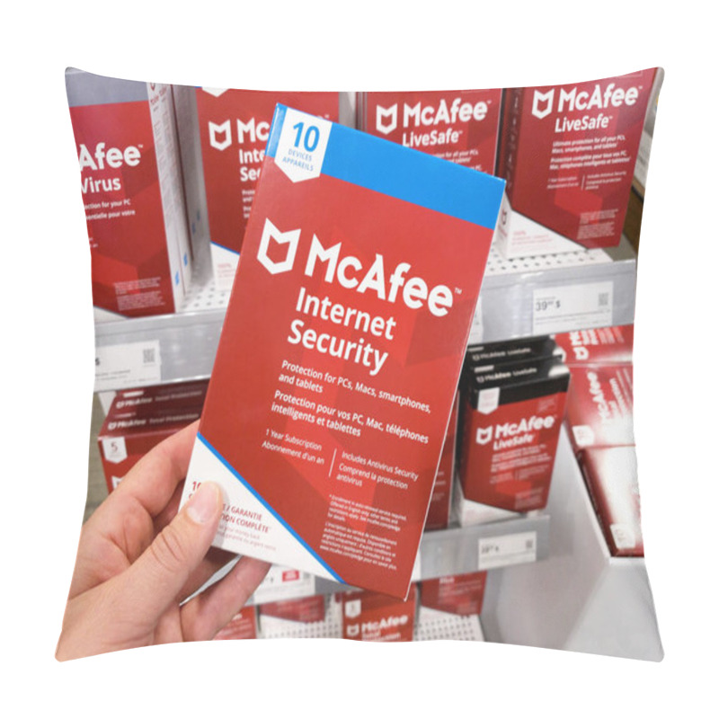 Personality  A Hand Holding McAfee Internet Security Box Pillow Covers