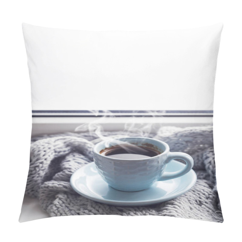 Personality  Cozy Soft Gray Blanket With A Cup Of Coffee Pillow Covers