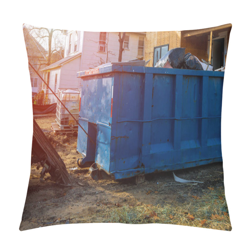 Personality  Loading The Garbage Container Old And Used Construction Material In The New Building Construction Work Site. Pillow Covers