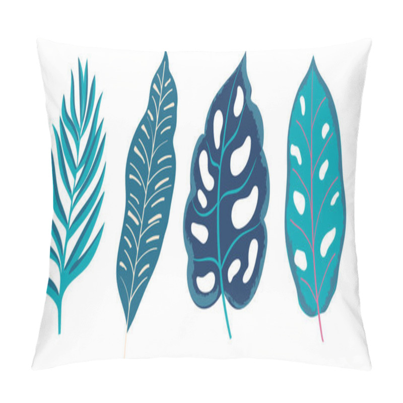 Personality  Tropical Leaves Hand Drawn Flat Illustration. Paradise Flora Design Elements. Vector Illustration Pillow Covers