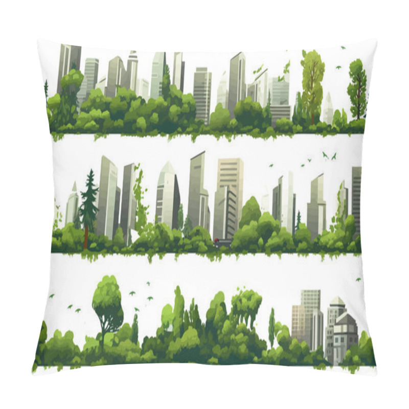 Personality  City Vegetation Set Isolated Vector Style Illustration Pillow Covers