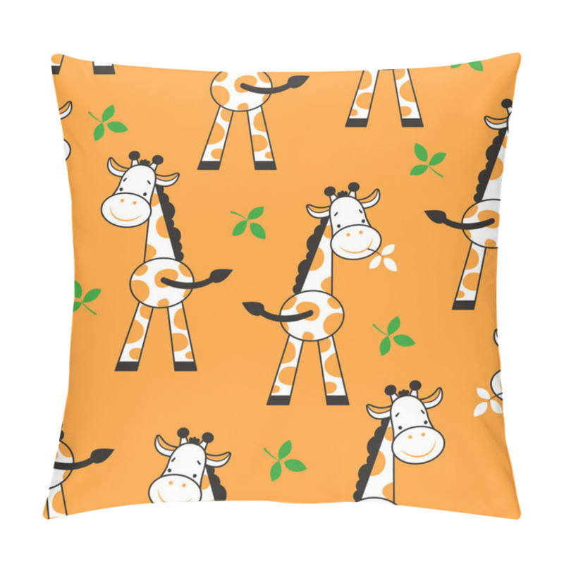 Personality  Seamless Pattern With A Cute Funny Giraffe. Back View. Vector Drawing In The Cartoon Style. Children's Illustration. Pillow Covers